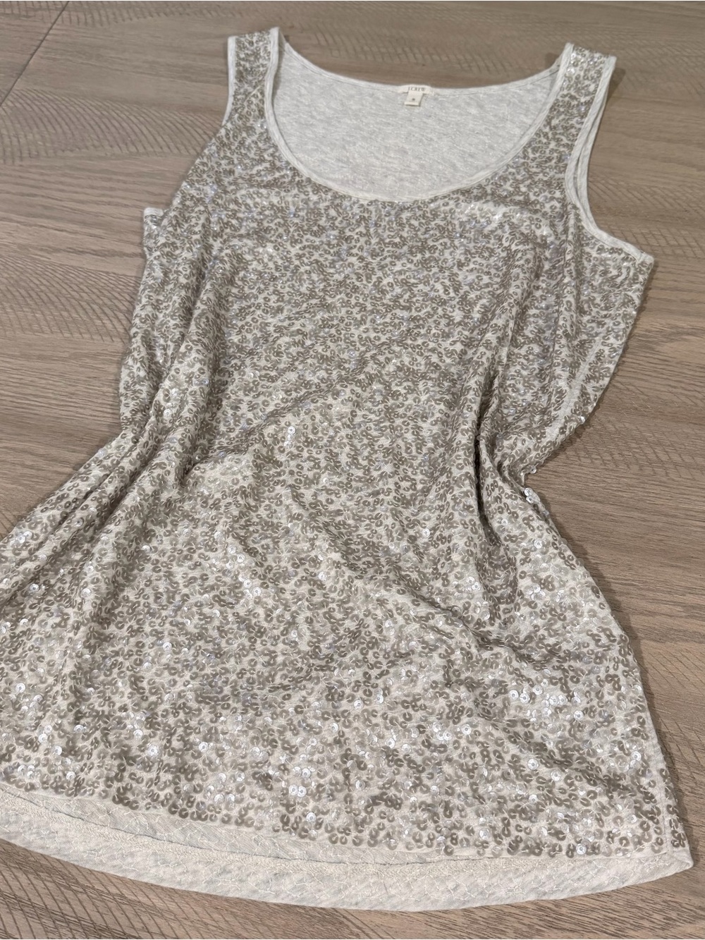 J. Crew Silver Sequin Scoop Neck Tank